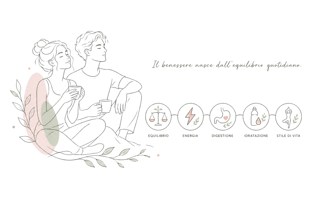 Illustrazione minimalista dedicata alla nutrizione e al benessere attraverso percorsi nutrizionali personalizzati della biologa nutrizionista a Torino.